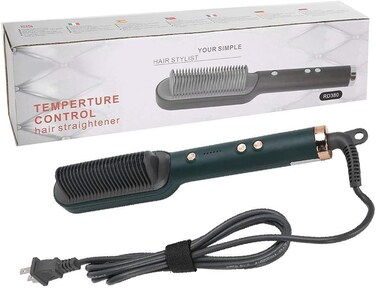 Hair Straightener and Curler 2 In 1, Professional Hair Straightening Comb with Anti?scalding Comb Teeth Design, Fast Heating Straightening Curling Dual Use