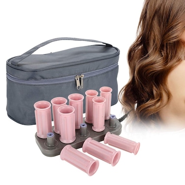 FILFEEL Instant Heat Compact Hot Rollers, 10pcs Professional Electric Heating Curling Hot Rollers Iron Curling Barrel Hair Styling Tool for Women's Hair