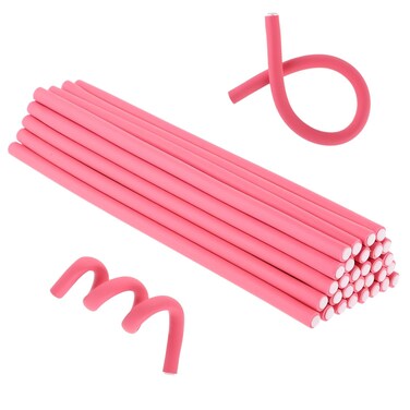 Bremorou 30PCS 9.45" X 0.31" Flexible Hair Rollers, Heatless Foam Curlers for Women Girls Short Medium Long Hair To Sleep In (Pink)