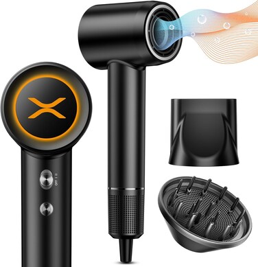 Hair Dryer,150000 RPM High-Speed Blow Dryer 500 Millions Negative Ionic Care Hair Dryer for Fast Drying, 51dB Low Noise Thermo-Control Hairdryer with Magnetic Diffuser &amp; Nozzle for Children,Women,Men