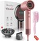 MelodySusie Hair Dryer with Diffuser,1600W Powerful Ionic Blow Dryer with Diffuser,Nozzle and Hair Brush,3 Temps &amp; Stepless Speed,120000 RPM Fast Drying Low Noise Hairdryer,Ideal for Women Curly