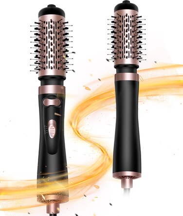 Rotating Hair Dryer Brush Blow Dryer Brush, 3-in-1 Round Hot Air Spin Brush Set with 2 Brushes (2" &amp; 1.5"), Negative Ionic Blow Volumizer, 2 Detachable Auto-Rotating Curling Brush,Dry as You Style
