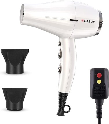 Professional Salon Hair Dryer,2200W Negative Ionic Medium Blow Dryer Low Noise for Fast Drying,AC Motor with 2 Concentrator Nozzle for Constant Temperature Protecting Hair Damage -White