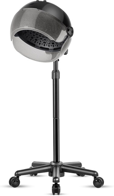 Hooded Hair Dryer, Adjustable Stand Hair Dryer on Wheels，Professional Ionic Bonnet Hair Dryer with 3 Temperature Settings, for Salon, Spa or at Home Use