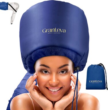Hair Dryer Bonnet w/A Headband Integrated That Reduces Heat Around Ears &amp; Neck - Blow Dryer Attachment for Hair Dryer, Speeds Up Drying Time