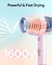Wavytalk Blow Dryer with Diffuser, Mini Hair Dryer with Folding Handle, 1600W Quiet Lightweight Hairdryer with Diffuser Compact Design, Pinky White