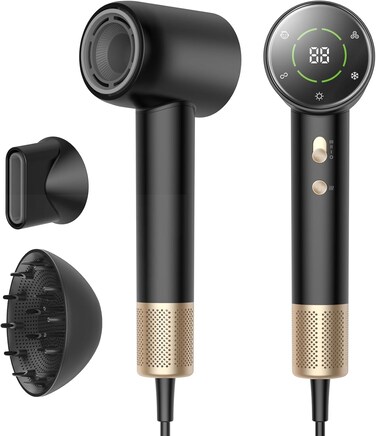 Supersonic Hair Dryer with Diffuser，secadora de Pelo para Mujer，150000 RPM Professional High-Speed Drying Professional Blow Dryer for Women，Low Noise for Home hot (Black glod)