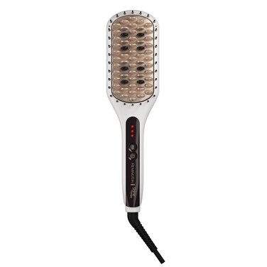 Remington Shine Therapy Hair Straightener Thermal Brush - Ceramic Infusion Technology, Argan Oil &amp; Keratin Infused, One Pass Hair Straightener Brush with 7 Precision Heat Settings, Cool Tip Bristles