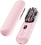 Cordless Hair Straightener Brush, Mini Portable Straightening Comb for Travel, USB-C Rechargeable, 12-Temp Settings, 30s Fast Heating, Negative Ions Smoother, 2 Hair Clips, Gift for Women, Pink