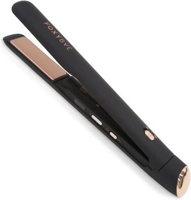 FoxyBae Cordless Hair Straightener 1" - On The Go Travel Styling Tool - 2 in 1 Cordless Flat Iron &amp; Curler with Ceramic Tourmaline Technology (Black Rose-Gold)