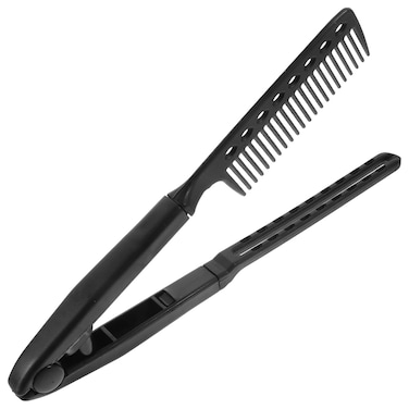 FOMIYES Folding Hairdressing Straightener Comb, V Shaped Hair Straightening Comb, Multi-Functional Flat Iron Comb for Salon and Home Use, 9.05 Inch, Random Color