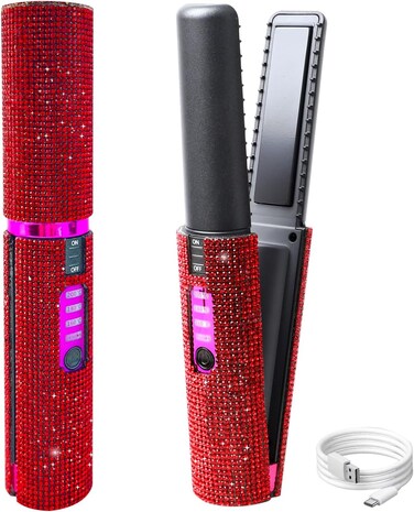 Cordless Hair Straightener, Mini Straightener Flat Iron, 4800mAh Rechargeable Hair Straightener and Curler,Fast Heating, Anti-Burn Travel Hair Straightener for Girls &amp; Women