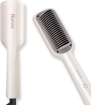 Hair Straightener Brush - 2 in 1 Hair Iron, Anti-Scald Hair Straightening Comb for Women, Smoothing and Styling Tools, Fast Heating Ceramic Flat Iron Comb