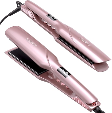 LANDOT Ceramic Flat Iron Hair Straightener: 1.75 Inch Wide Professional Flat Iron for All Hair Types - Adjustable Temp(250 ℉-450℉) Fast Heat up Dual Voltage Straightening Iron