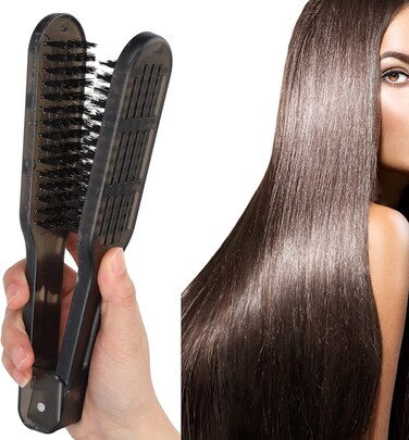 Hair Straightener Brush, Double Side Hair Straightening Styling Brush Anti Static Salon Hairdressing Styling for Smoothing and Straight Styles