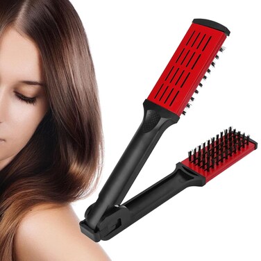 Clamp Hair Brush, Double Sided Anti Static Heat Resistant Straightening Brush for moothing and Straight Hair Styles