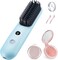 Mini Portable Travel Cordless Negative Ionic Hair Straightener Brush Hot Comb for Women, 2 in 1, Foldable Hair Mirror Brush, Blue
