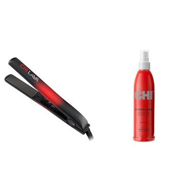 CHI Original Lava Ceramic 1" Flat Iron &amp; 8 Fl Oz Thermal Protection Spray Hair Straightener Bundle