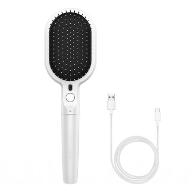 Electric Negative Ionic Hair Brush, WIZCHARK Promoting Circulation Vibration Massaging for Hair Repair Detangling Ionic Hair Straightener Brush for Salon(White)