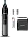 Philips Nose Trimmer Nt3650/16, Nose, Ear &amp; Eyebrow Trimmer with Protective Guard System, Fully Washable, Including AA Battery, 2 Eyebrow Combs, Pouch (Gray)