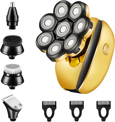 Head Shavers for Bald Men Multifunctional Electric Razor Rechargeable 8D Rotary Shaver Mens Balding Grooming Kit with Nose &amp; Ear Trimmer