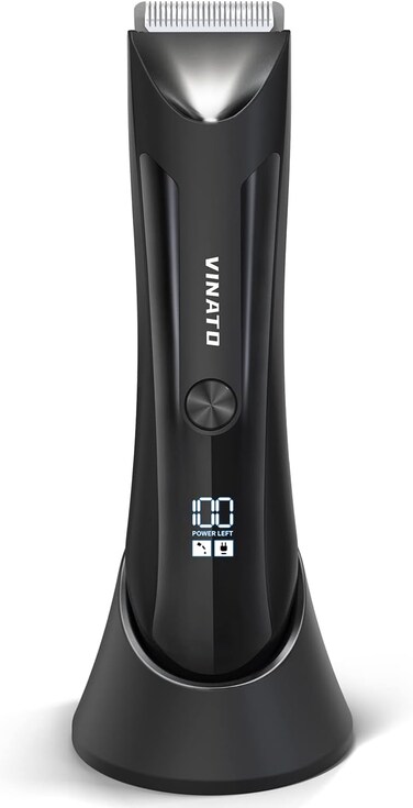 VINATO Electric Body Hair Trimmer - Manscape Ball Trimmer, Groin Hair Trimmer for Men, Waterproof Ball Shaver, USB Recharge Dock Replaceable Ceramic Blade, Male Hygiene Razor, 90 Mins Battery Life
