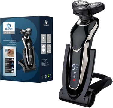 Electric Razor for Men, Electric Shaver, Rotary Shavers for Face Rechargeable Cordless with Sideburns Trimmer Nose Hair Trimmer, Waterproof Wet Dry Shaving