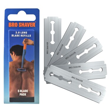 BroShaver Double-Edge Back Hair Shaver Razor Blades, Extra Long Blade Refill Compatible with BroShaver 3.0 &amp; BroShaver 2.2 Back Hair Shavers