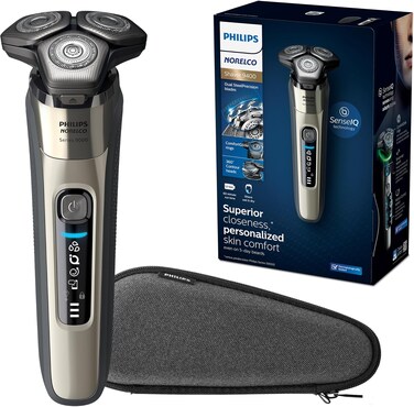Philips Norelco 9400 Rechargeable Wet/Dry Electric Shaver with SenseIQ and Comfort Glide Ring Technology, Battery Powered, Silver, S9502/83