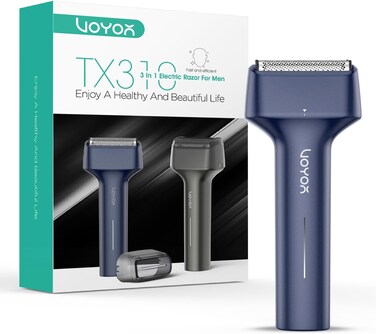 VOYOR Foil Shaver Electric Razor for Men 3 in 1 Shavers for Men with Double Foil Wet &amp; Dry Face Shaver Lightweight Handheld Smooth Shave IPX6 Washable USB-C Rechargeable Travel Razor TX310(Blue)