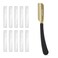 Silicone Handle Straight Edge Feather Shaving Razor with Guard,Stainless Steel Barber Razor for Men,Salon Cut Throat Shavette,10 Guarded Blades Included