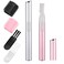 Chumia 2 Pcs Electric Eyebrow Trimmer Women Precision Face Razors Mini Shaver with Comb Christmas Women Gift Battery Operated Personal Epilator for Face Neck Fuzz Lips Leg(Pink, Silver)