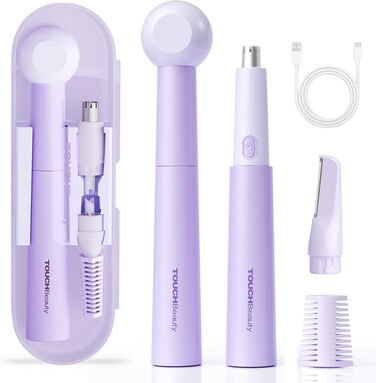 TOUCHBeauty Ear and Nose Hair Trimmer for Women-2024 Upgraded All-in-One Facial Hair Trimmer with 11,000 RPM Powerful Motor, Rechargeable, IPX7 Waterproof, Easy to Clean, for Face Ear Nose and Eyebrow