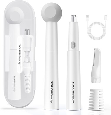TOUCHBeauty Ear and Nose Hair Trimmer for Women-2024 Upgraded All-in-One Facial Hair Trimmer with 11,000 RPM Powerful Motor, Rechargeable, IPX7 Waterproof, Easy to Clean, for Face Ear Nose and Eyebrow