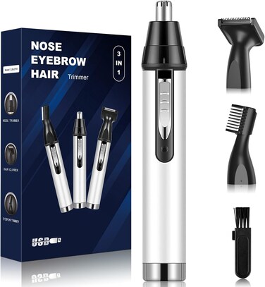 Ear and Nose Hair Trimmer for Women Men,2024 Rechargeable 2 in 1 Professional Painless Eyebrow &amp; Facial Hair Trimmer with Powerful Motor
