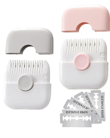 2 in 1 Hair Trimmer, Split Ends Manual Bangs Trimmer Comb for Girls Women, Double Sided Hair Razor Comb Cutter (2 Pack, Gray &amp; Pink)