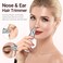 Nose Hair Trimmer for Women Men, Electric 2 in 1 Face Shaver and Eyebrow Trimmer, Ear Wax Removal Tool with Storage Box, White Rechargeable Facial Hair Remover with Built-in LED Light
