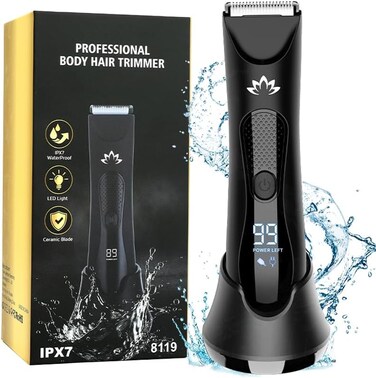 Manscape Body &amp; Pubic Hair Trimmer for Men, Groin &amp; Ball Trimmer Men, Bikini Trimmer Women, Body Groomer Ball Shaver for Smooth Wet/Dry Shaving, Led Light