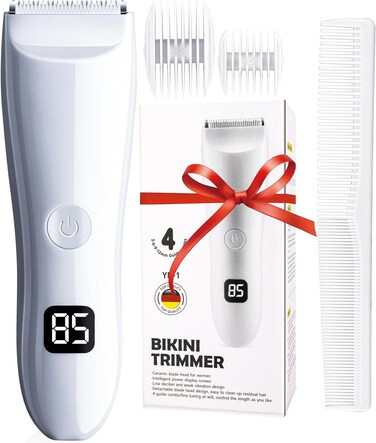 Bikini Trimmer for Women Electric Razor: R-Angle Design No Nicks and Irritation, Waterproof Body Shaver Groomer Kit for Women Pubic Hair, Best Lady Hair Remover for Legs and Armpits Area (White)