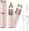 Facial Hair Removal Eyebrow Trimmer - Facial Shaver Device 2 in 1 Remover for Face Peach Fuzz Eyebrow Nose Ear Hair Chin Lips Armpit with LED Light Rechargeable for Women Men Travel Size (Gold)