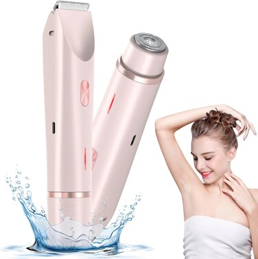Bikini Trimmer for Women, 2 in 1 Dual-Head Electric Body Hair Trimmer Shaver for Women's Grooming, Waterproof Wet &amp; Dry Pubic Hair Trimmer for Women Legs Bikini Underarms Hair Painless Remove