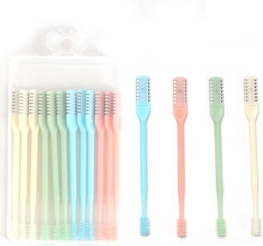 VANANA Nasal Hair Cutter, Manual Nose Hair Trimmer 360 Degree Rotate to Clean Double Sided Head Brush Nose Hair Plucker for Women Men, with Storage Box (12 Pieces, Multicolor)