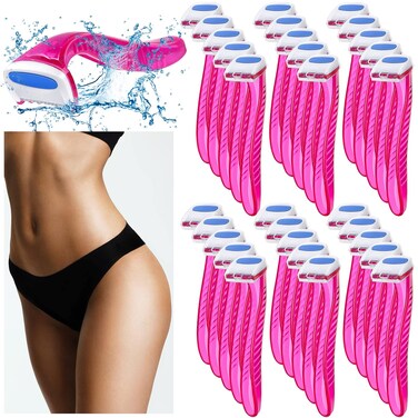 Honoson 30 Pieces Bikini Razors Bikini Trimmer for Women Small Disposable Travel Accessories Armpit Hair Removal Beauty for Body Cosmetic Tool(Rose Red)