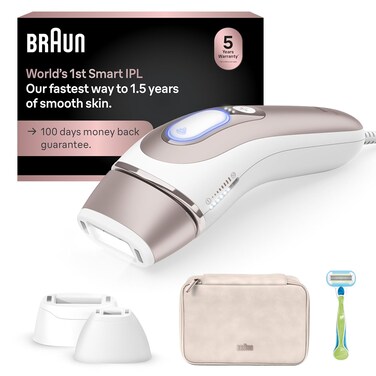 Braun IPL Skin i&middot;expert, at Home Laser Hair Removal, Holiday Gifts for Women and Men with Free App, Vanity Case, Venus Razor, 3 Smart Heads, PL7243
