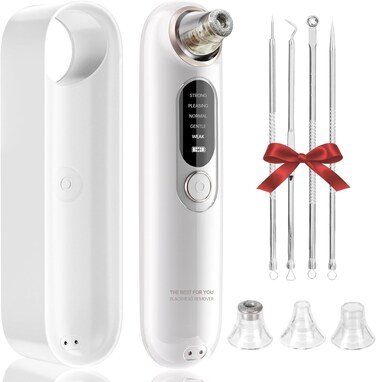 Microdermabrasion Machine, Blackhead Remover Vacuum Men Women Pore Extractor Portable USB Rechargeable 5 Levels 4 Tips Facial Blackhead Removal for Home Travel