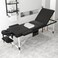 ABET Massage Table, 3 Fold Portable Professional Lash Tattoo Spa Bed, Height Adjustable 23.5" Wide Compact Facial Table with Detachable Oil Pocket Towel Rod Face Cradle Armrest, Aluminum Feet &amp; Black