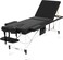 ABET Massage Table, 3 Fold Portable Professional Lash Tattoo Spa Bed, Height Adjustable 23.5" Wide Compact Facial Table with Detachable Oil Pocket Towel Rod Face Cradle Armrest, Aluminum Feet &amp; Black