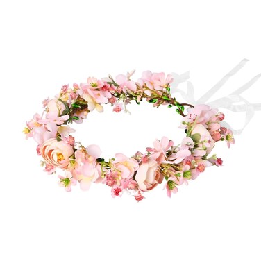 Vividsun Flower Crown Artificial Floral Crown Floral Headpiece for Wedding Party Festival (Pink, Medium)