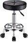 Round Rolling Stool with Wheels Height Adjustable Swivel Stool Chair for Spa Salon Massage Black