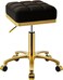 Square Rolling Stool Gold Adjustable Swivel Stools with Wheels, Vanity Lash Nail Salon Spa Roller Chair, Esthetician Massage Office Pedicure Stool, Heavy Duty Gold Plated Frame (Black)